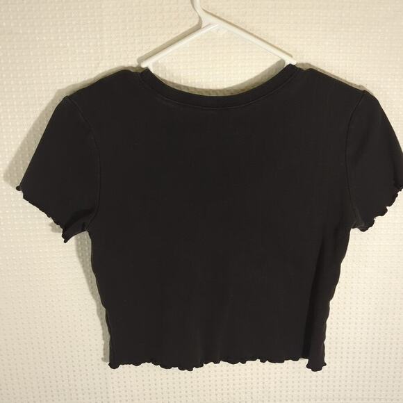 Pink Floyd Crop Top L Black Embroidered Dark Side Moon Band Tee Rock Concert - Picture 4 of 4